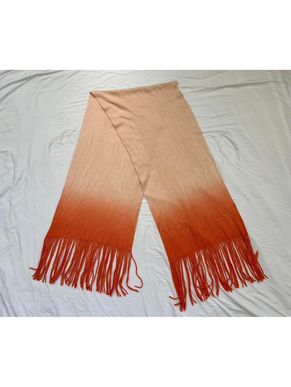 Anthropologie orange ombré fringed scarf